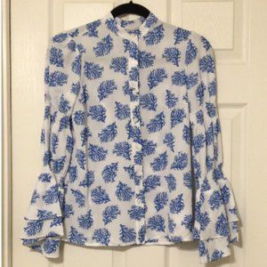 Blue and white button up